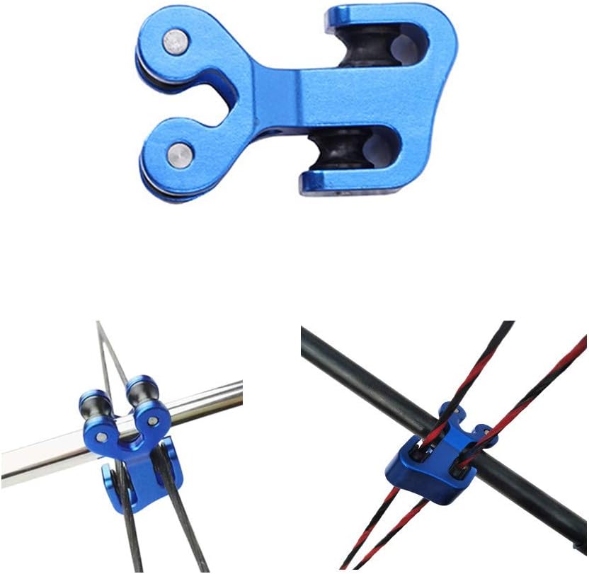Archery Cable Slide Aluminium Bow String Splitter Bow Bowstring Separator Free 4 Target Nails (Blue)