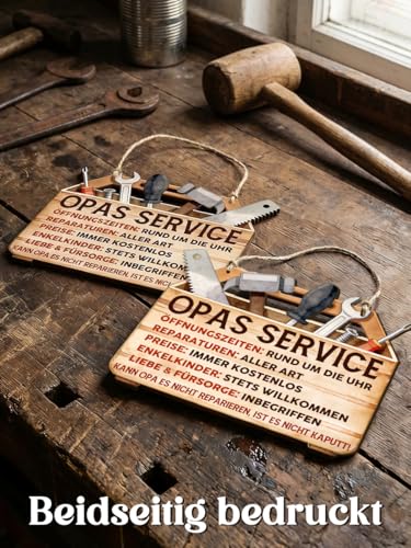 Bester Opa Geschenk - OPAS Service Holzschild, Vatertagsgeschenk für Opa - Lustige Geschenke zum Geburtstag, Vatertag, Weihnachten & Ostern