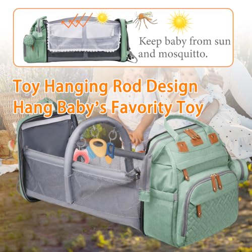 Image of Astro alan Baby Diaper Bag with Changing Station, Waterproof Diaper Bag Backpack for Moms Dads with USB Charging Port, Baby Shower Gifts, Large Capacity diaper backpack, Pale Green