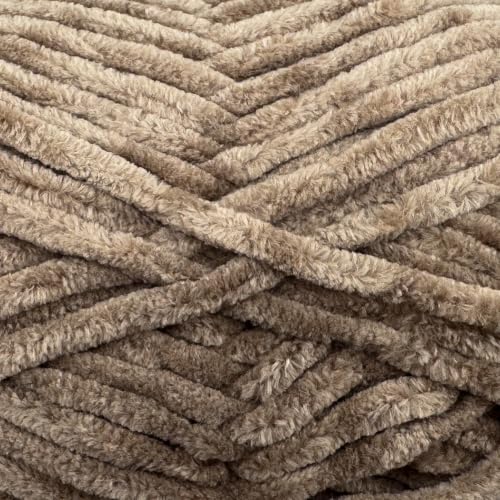 Image of Cuddly Velvet Chenille Yarn, Super Soft Bulky, Beige Taupe, 3-Pack