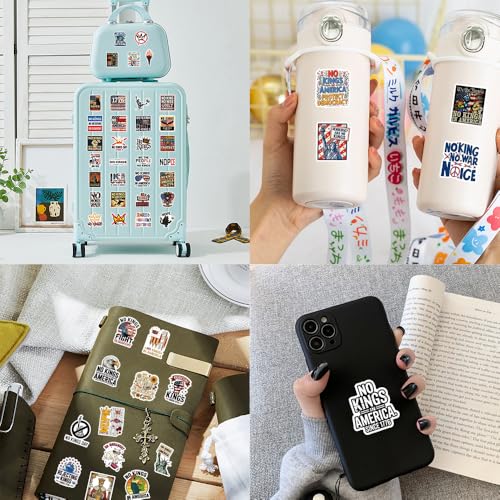 Image of 60PCS No Kings Stickers, Anti Kings USA Patriotic Stickers, Funny Anti Trxxp Decals, Waterproof Vinyl Political Stickers for Bumper, Laptop, Water Bottle, Car Window, Tumbler