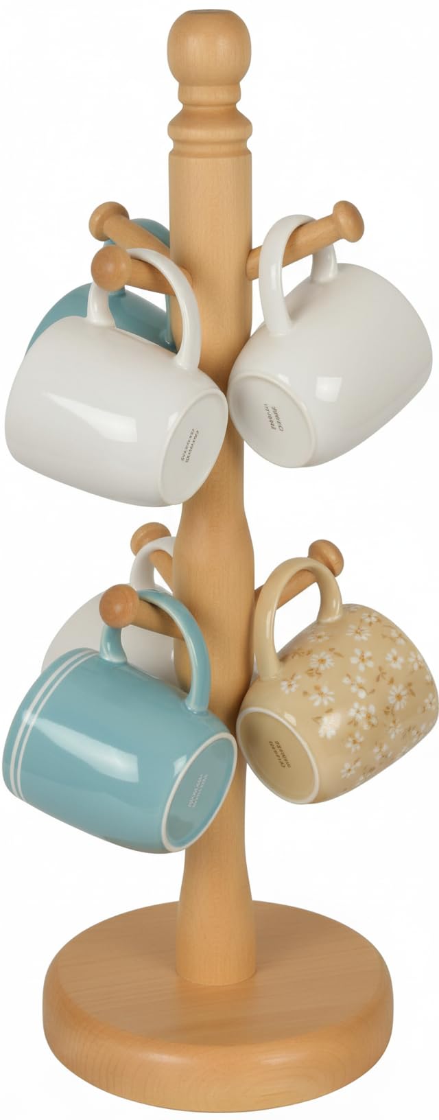 Acense Beechwood Mug Tree Cup Holder Kitchen Mug Holder For Coffee Mugs & Tea Cups (Beechwood)