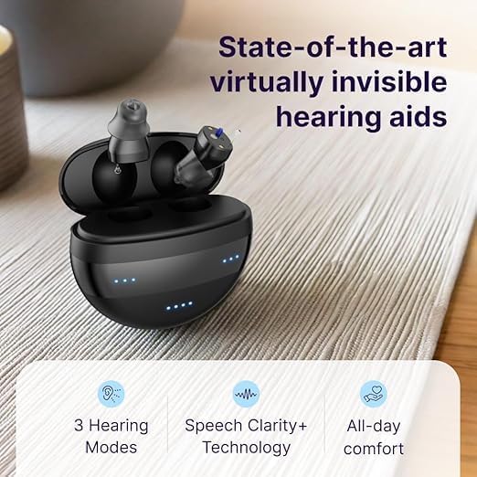 Image of Soundbright Mini | Premium Rechargeable Hearing Aid | Nearly Invisible with 3 Noise Cancelling Program (Mini Hearing Aid), Black Color