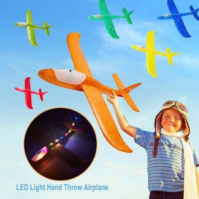 Image of GoBaby Hand Throw Flying Glider Foam Plane Toy for Kids | Multicolor Outdoor Airplane Launcher Toy with Easy Soaring Flight