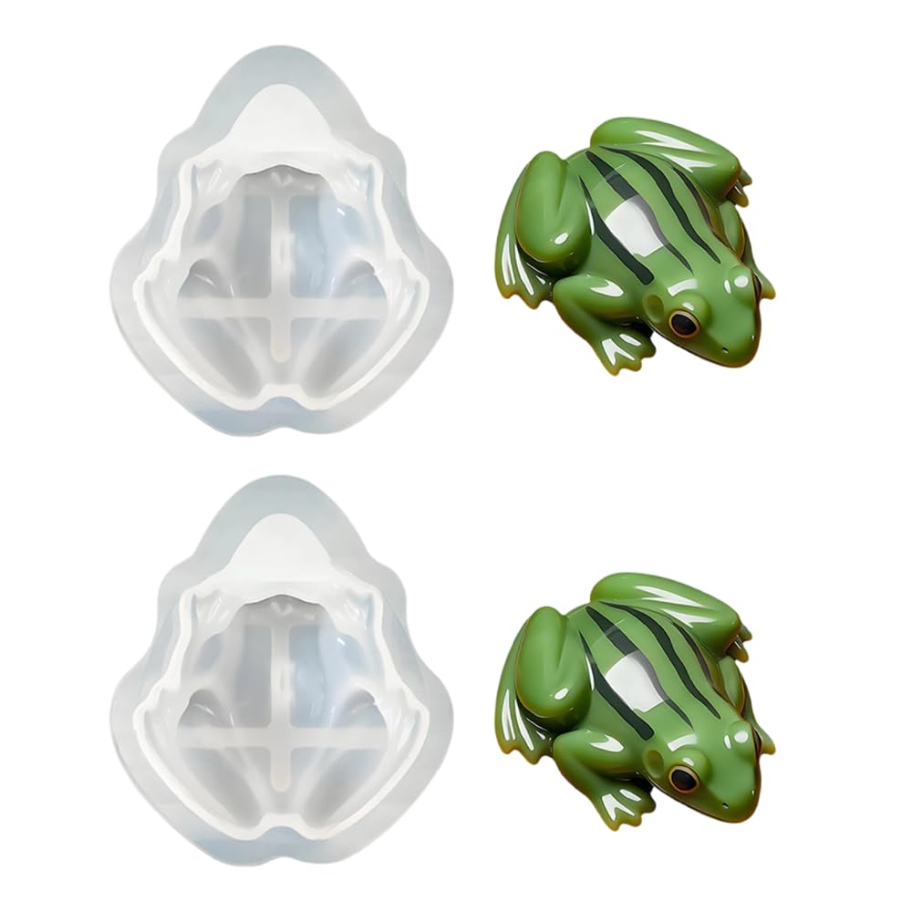 Turtle Resin Moulds, 2PCS Animal Shape 3D Mould for DIY Crafts Plaster Candle Making, Easy Demould & Reusable Frog Mold for Epoxy Resin, Soap, Fondant, Cake Decor