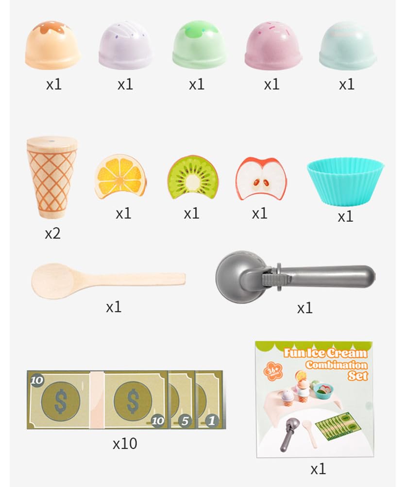 Set da Gioco con bancone per Gelati in Legno, Gioco di Ruolo Negozio di Dolci
