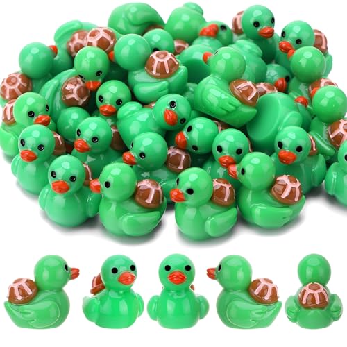 Image of 50 Pcs Turtle Ducks Toy Figures, Mini Turtle Resin Ducks Bulk, Tiny Turtle Figurine Dress up Duck Toy for Party Favors (Turtle)