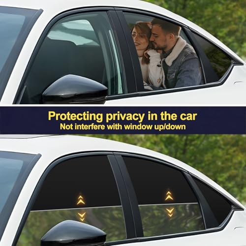 Image of ZATOOTO Car Window Shades for Honda Civic 2017-2024, Side Window Sun Shade with Double Layer Reversible, Black for Blackout Privacy Silver for UV Blocking for Camping Sleeping Travel