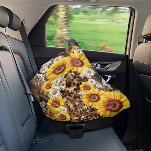 Image of ZFRXIGN Sunflower Horse Baby Car Seat Cover Girls Nursing Scarf Carseat Canopy Gifts Multi-Use Cover Ups for Stroller High Chair Shopping Cart Daisy Leopard Cheetah