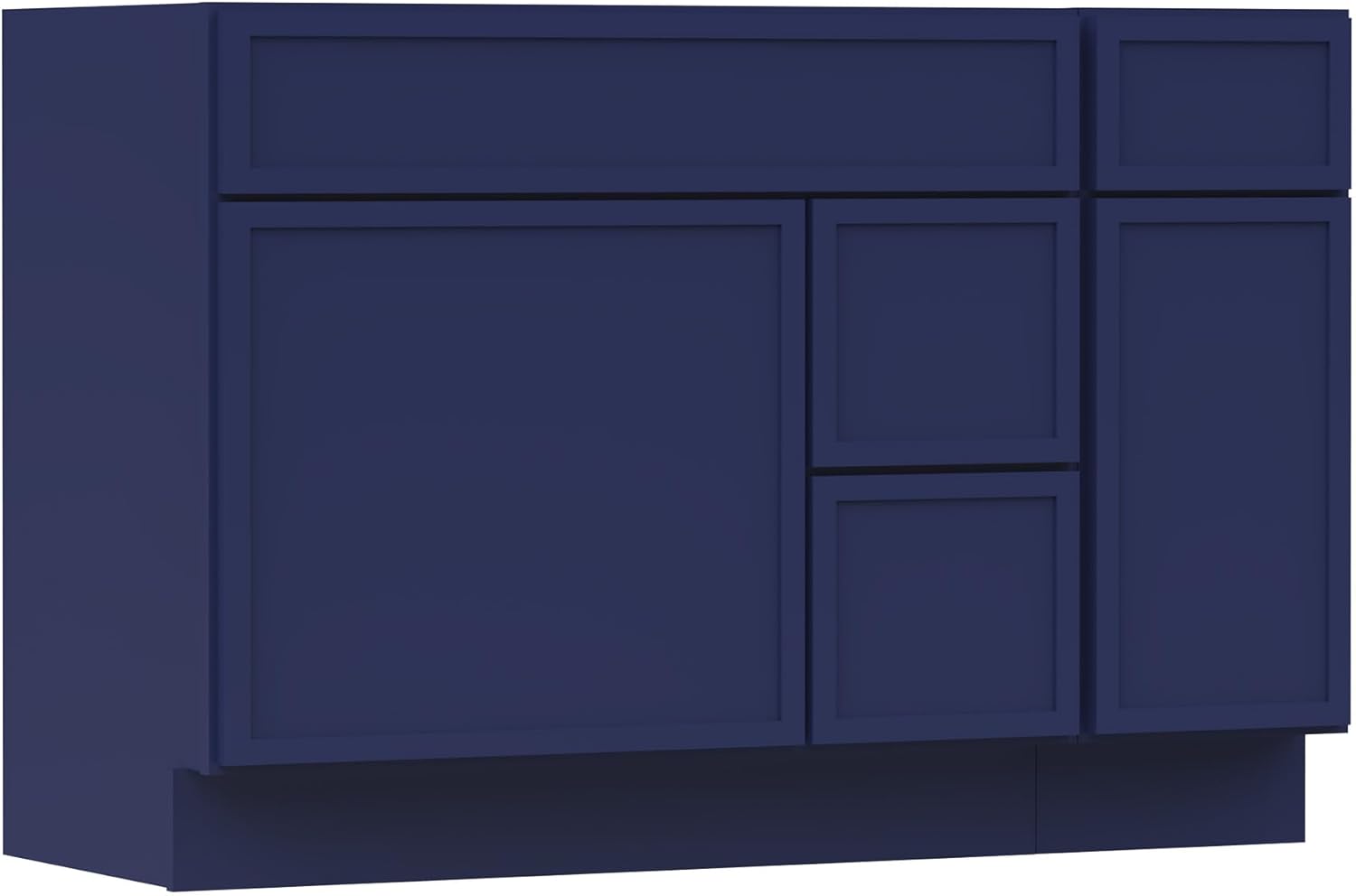 HOMEBEYOND 48 Inch Bathroom Vanity Cabinet Without Top,Unassembled Bathroom Vanity Storage Base Cabinet with Door and Shaker Drawer,Sturdy Floor Mounted Cabinet,Blue