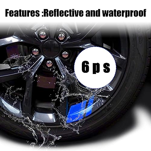 Image of gunhunt 6 PCS Car Reflective Stickers, Wheel Rim Decal Stripes Car Decals, Automotive Decals Hash Stripe Stickers for 18-21 Inch Wheels Tire Rim Safety Decoration Accessories (Blue)