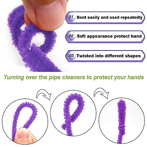 TOAOB 100pcs Purple Pipe Cleaners for Craft 30cm Long Chenille Stem 6mm Thick Fuzzy Sticks Craft Supplies for DIY Flowers Projects Home Decorations - Image 4
