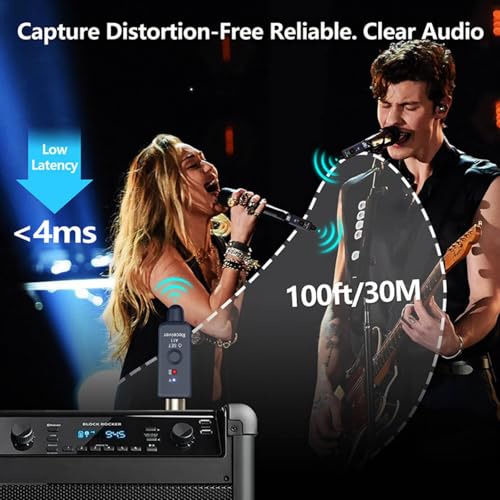 Sistema Inalámbrico para Guitarra y Micrófono A11 con Transmisor y Receptor, Tecnología UHF 2.4 GHz, Rango de 30 m, Batería de 300 mAh, Negro miniatura 7