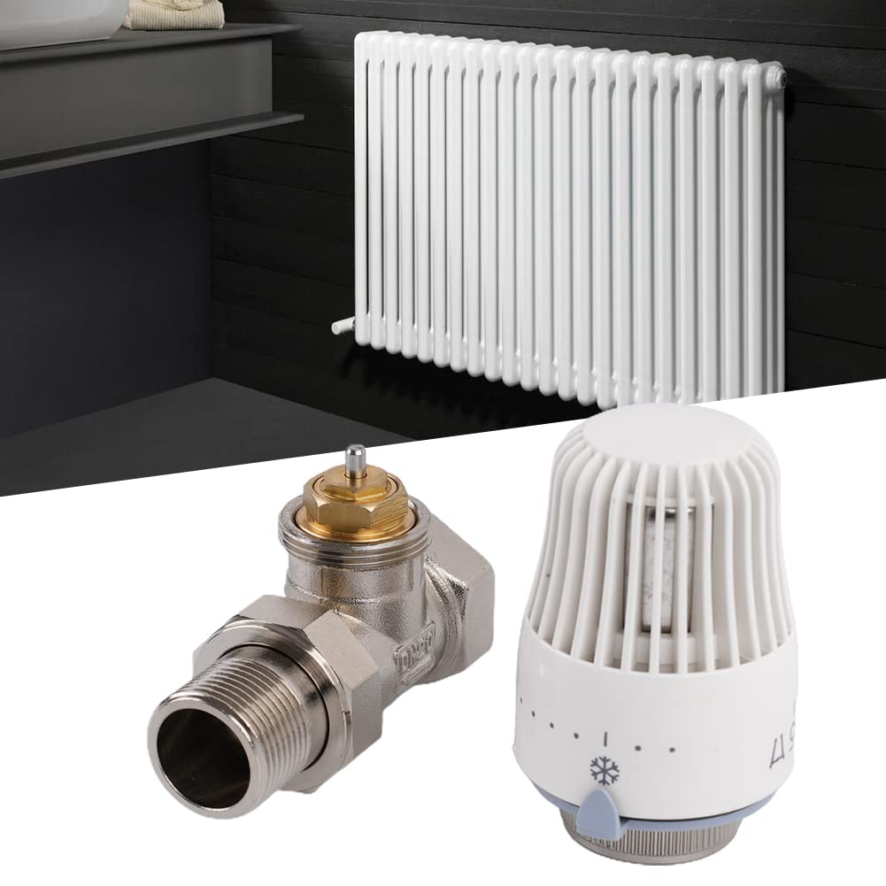 Valvola Termostatica di Miscelazione 3/4 Pollici per Termosifone e Riscaldamento a Pavimento - Testa Termostatica con Limitatore di Temperatura (2 Pezzi)