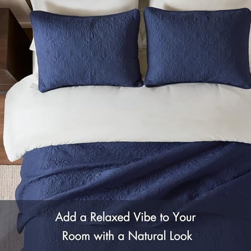 Image of Madison Park Luxurious Cotton Damask Quilt Set, 2PC Twin /Twin XL Bed Set