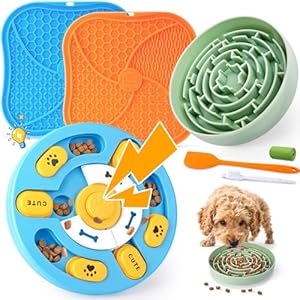 KIPRITII Well-Rounded Dog Enrichment Toys Set – Keeps Dogs Busy with Mental Stimulation & Slow Feeding, Includes Dog Lick Mat, Puzzle Toy & Slow Feeder Bowl for Boredom Relief