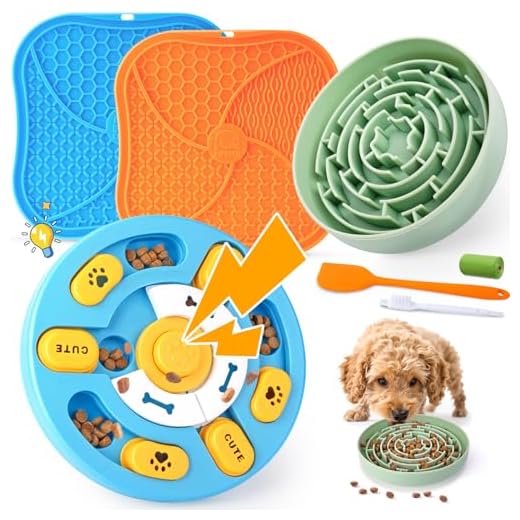 KIPRITII Well-Rounded Dog Enrichment Toys Set – Keeps Dogs Busy with Mental Stimulation & Slow Feeding, Includes Dog Lick Mat, Puzzle Toy & Slow Feeder Bowl for Boredom Relief