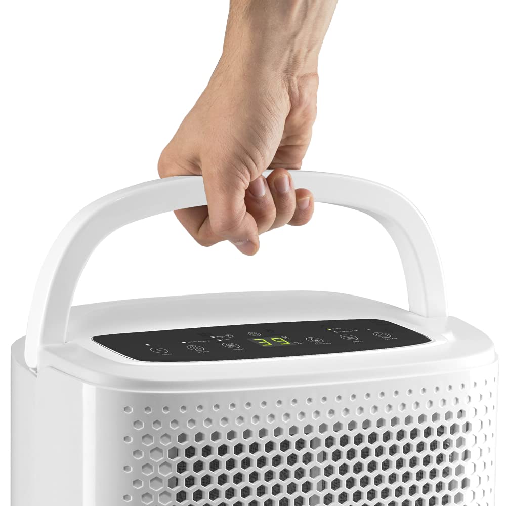TROTEC Deshumidificador TTK 26 E, 10L / Día, Compacto, Depósito 1,8 litros, Portátil, Habitaciones de 15m², Filtro de Aire, Silencioso, Función Secado de Ropa, Pantalla LED, Auto-Apagado