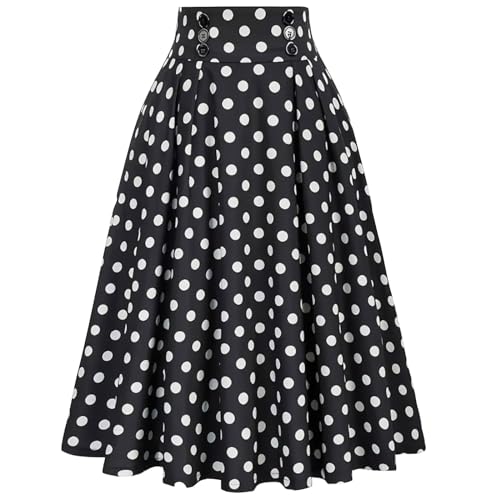 Ladies Loose Fit Skirts for Women Maxi Long Midi Knee Length Pleated High Cut Polka Dot Skorts 2025 Trendy