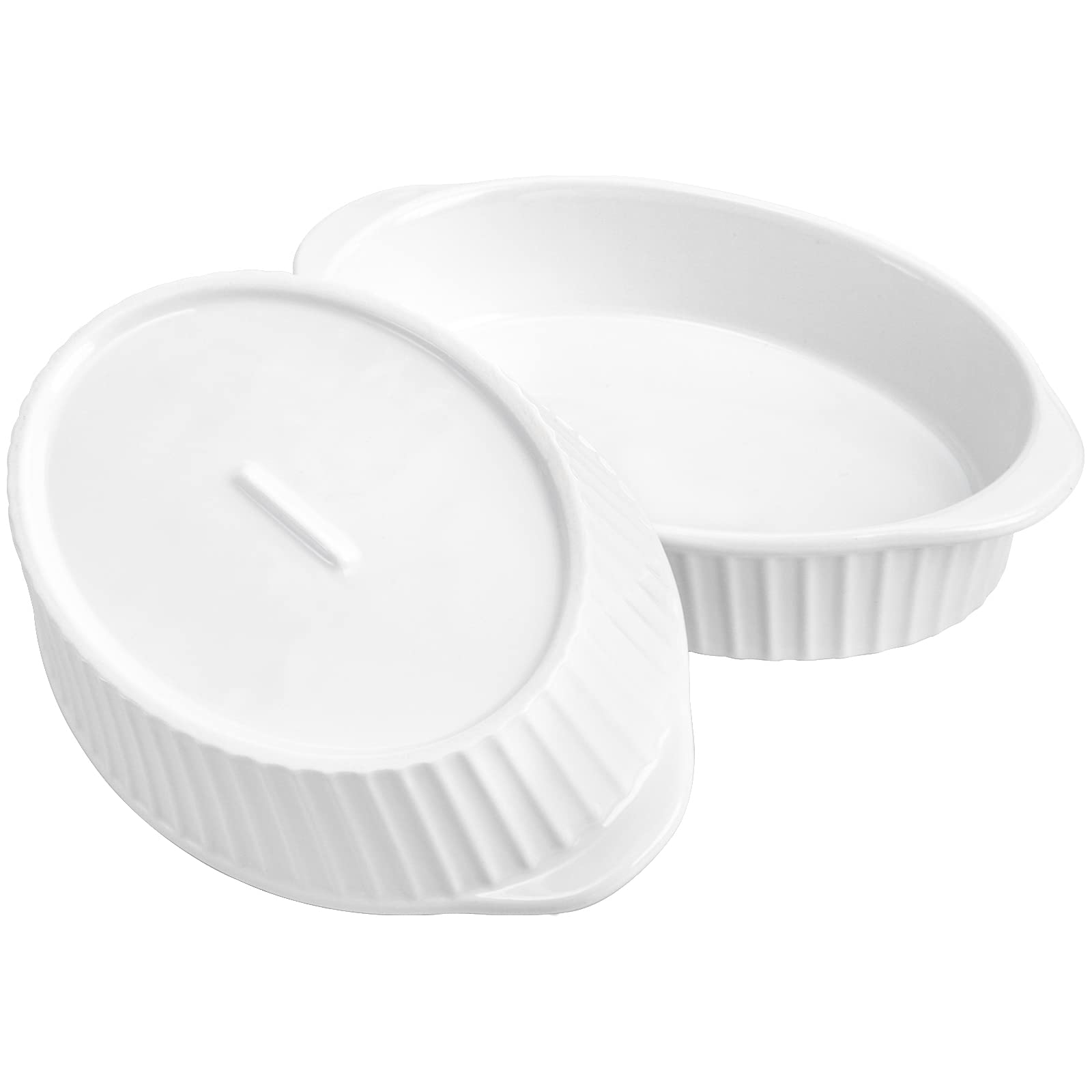 Foraineam Zestaw 4 białych porcelanowych owalnych naczyń do pieczenia, 450 ml Au Gratin Pans Małe naczynie do serwowania, patelnia do lasagne Crème Brulee zestaw naczyń do pieczenia z podwójnymi