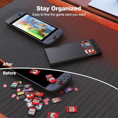 Image of HEIYING Switch Game Card Case for Nintendo Switch 2 2025 / OLED / Lite Games Cards, Metal Game Storage Holder with 20 Games Card Slots and 20 Micro SD Cards Slots