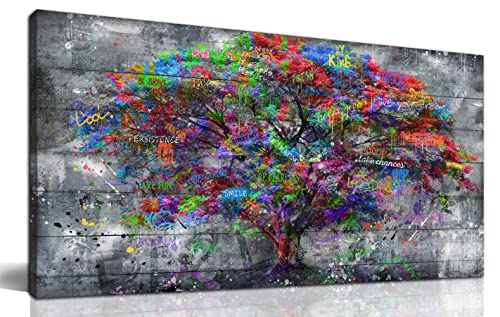 SIXTTART Tree Large Canvas Wall-Art For Living Room - Graffiti
