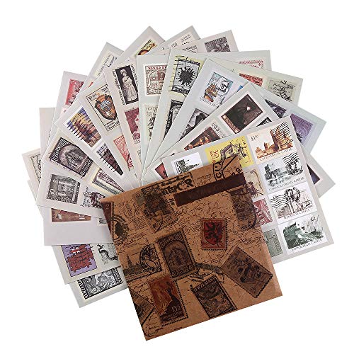 Set Of 13 Sheets Vintage Stamps Stickers Deco Stickers Paper Sticker Scrapbooking #TOP1
