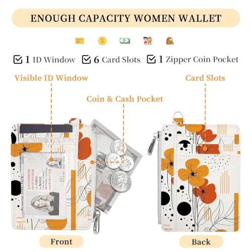 Image of Hancynir Boho Flower Credit Card Holder Slim Wallet Women, RFID Small