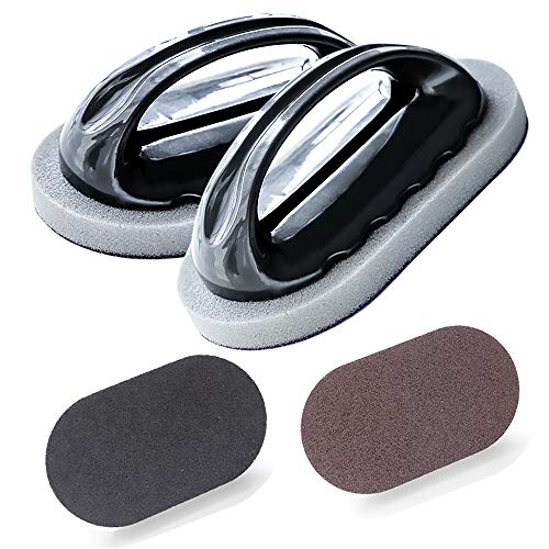 Emery Sponge Kitchen Pot Brush with Handle 2 PCS, Reusable and Washable Eraser Cleaner Rust Cleaning Tool Sink Pot Dish Scrubber Bathroom decontamination Cleaning Brush