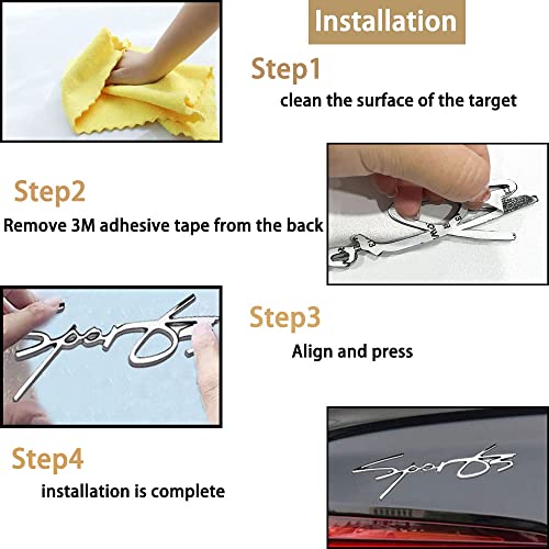 1 Pack Metal Car Sport Sticker, 3D Premium Car Side Fender Rear Trunk Stickers Logo Badge Decals, Car Sport Emblems Universal For All Cars (Sliver) #TOP2