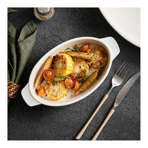 Plat de cuisson ovale céramique 24cm | Évitez les brûlures grâce à sa double poignée micro-ondes