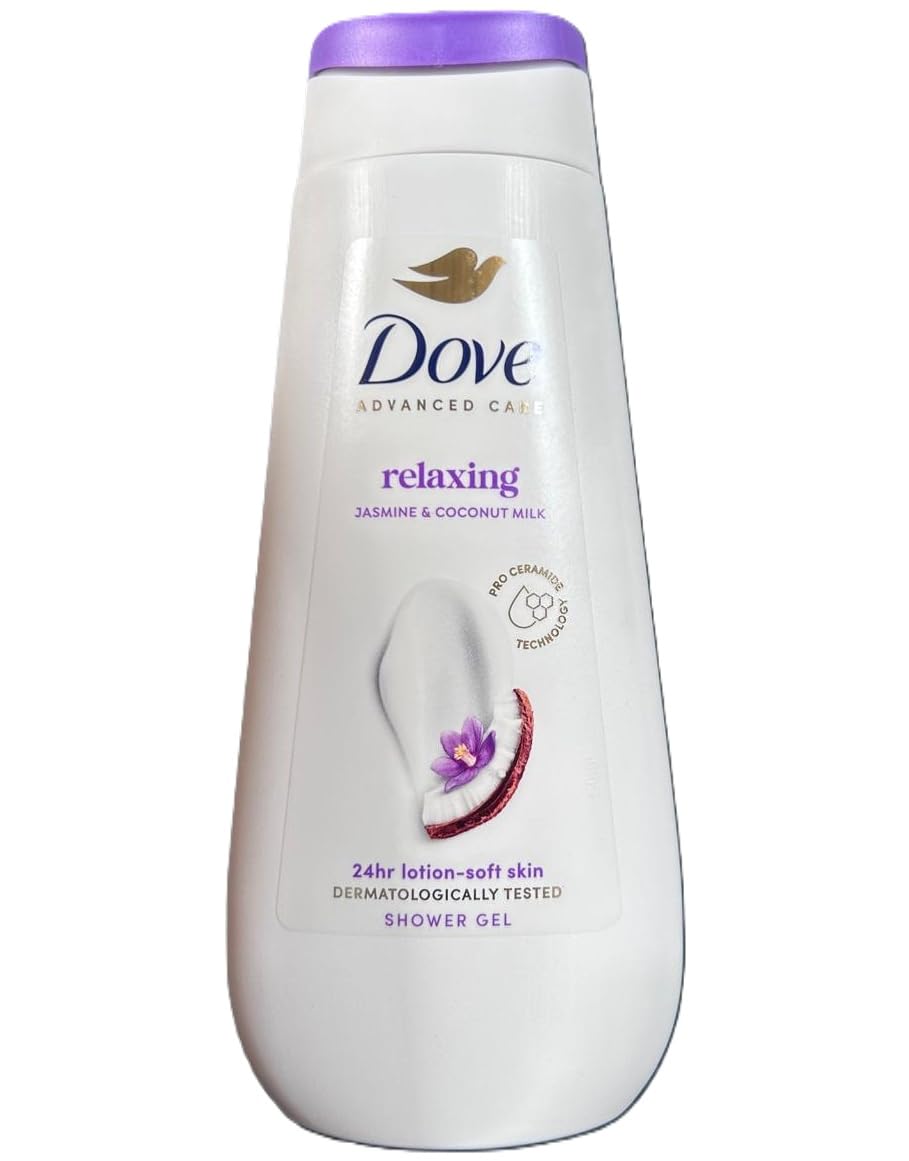 Dove Advanced Care, gel doccia rilassante, gelsomino e latte di cocco, confezione da 12 pezzi, 225 ml