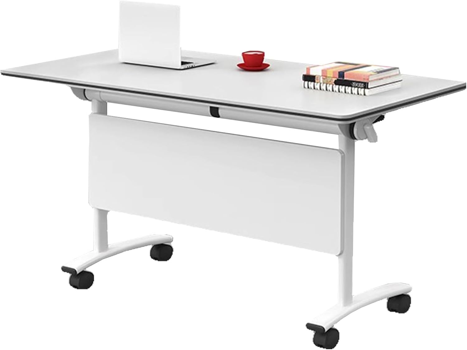 Mobile Folding Seminar Table with Lockable Wheels Portable Conference Table for Office Classroom and Meeting Room
