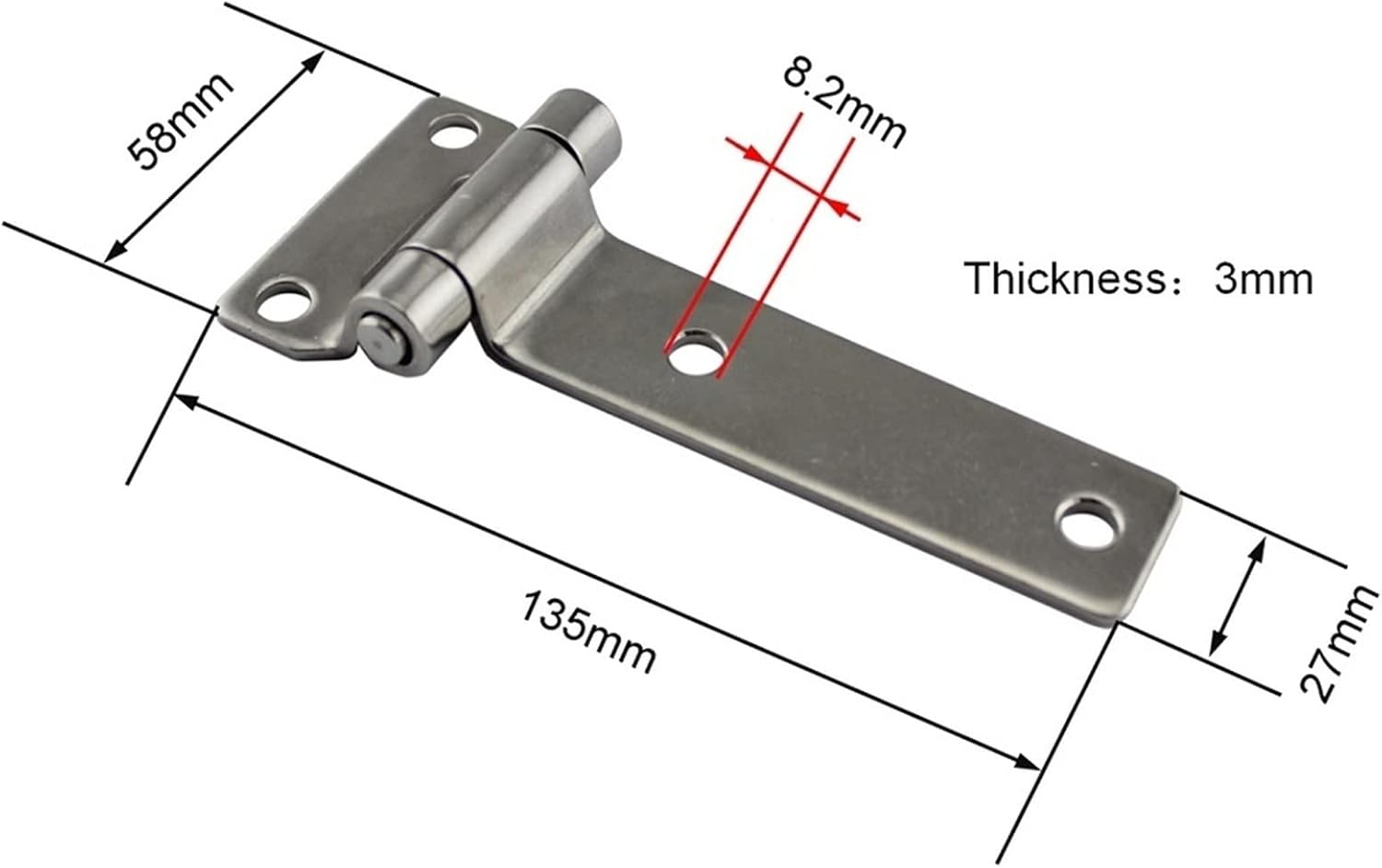 2PCS 135mm Heavy Duty Marine Boat Yachts Hardware Door Mirror 304 Stainless Steel T Hinge ，for Container Hinges
