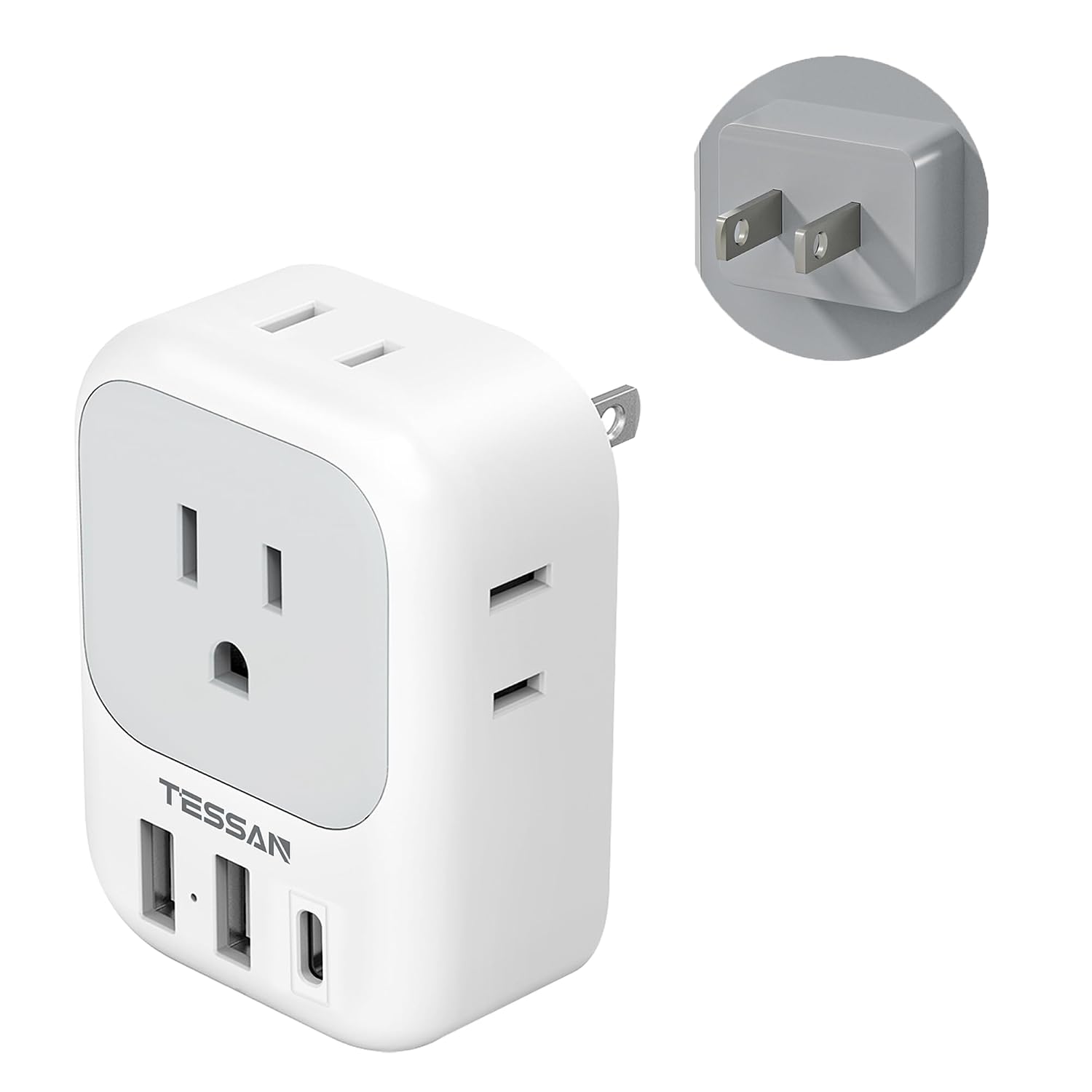 TESSAN 2 Prong to 3 Prong Outlet Adapter