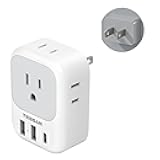 TESSAN 2 Prong to 3 Prong Adapter, Multi Plug Outlet Extender with 4 Outlets 3 USB Ports(1 USB C), Type A Travel for US to Japan, Philippines, Canada, Mexico, China, Thailand, Anguilla