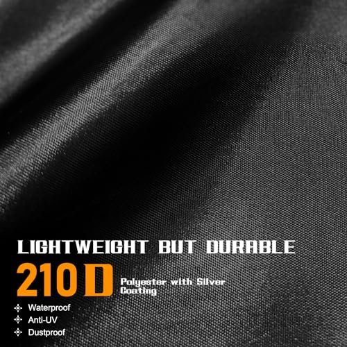 Riding Lawn Mower Cover Waterproof Outdoor, Tearproof Polyester Ride On Tractor Cover for UV,Dust,Rain,Windproof,Universal Fit for Garden Lawnmower,Reflective Strips,Black-75\"Lx49\"Wx49\"H
