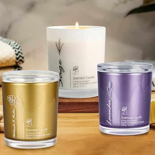 3 Pack Candles For Home Scented Lavender Candle Set Large Jar Candles Gifts For Women,11.3 Oz Soy Sage Candles For Home,Scented Candles Gift Set For Christmas Birthday Gifts #TOP3