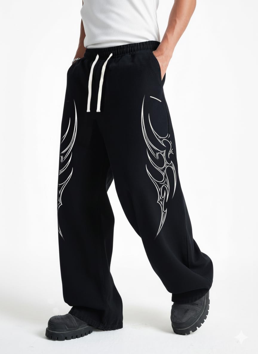 Men's Baggy Track Pants, Baggy Streetwear, Cotton Track Pants, Elastic Waist & Relaxed Fit Bottoms.-picture-20