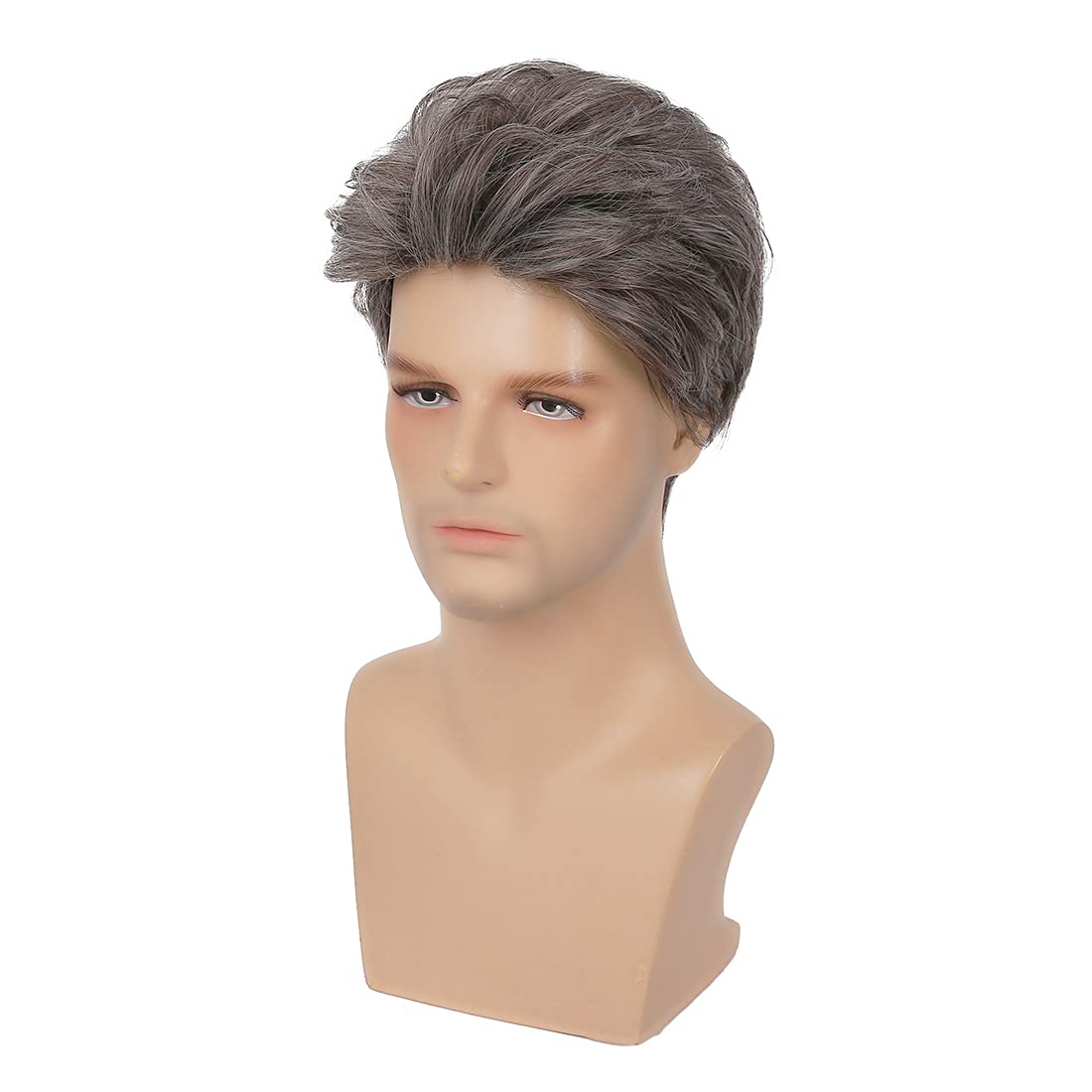Baruisi Mens Short Wig Mixed Brown Cosplay Hair Wig Natural Synthetic Replacement Wig - Image 3