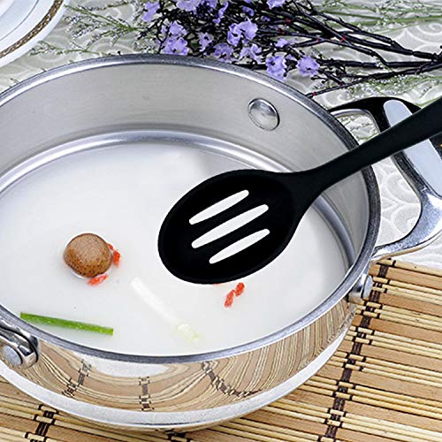 Silicone Nonstick Slotted Spoons Set 2-Piece, Heat-Resistant Cooking Utensil Spoons for Stirring, Scooping and Mixing, Large Kitchen Serving Spoon
