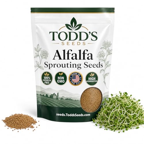Todd&rsquo;s Seeds - Alfalfa Seeds - 16 Oz Bulk Alfalfa Sprouting Seeds - Resealable Bag - Highest...