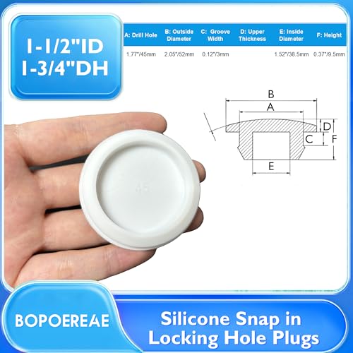 Image of 4 Pcs 45 mm Silicone Rubber Plugs Snap in Locking Hole Plugs for 45 mm (1-3 /4 inch) Round Holes, Flush Type Rubber Stoppers, Flexible Tube Pipe End Caps Covers, Waterproof Sealing Plugs, White