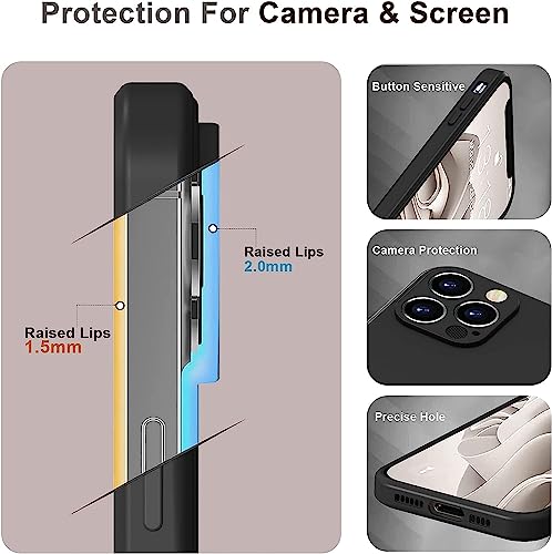 Image of VONZEE Shockproof Matte Flexible Back Cover for iPhone 13 Pro Max Case Square Pattern Liquid Silicon TPU Camera Protection Back Cover (6.7 Inch) - Black