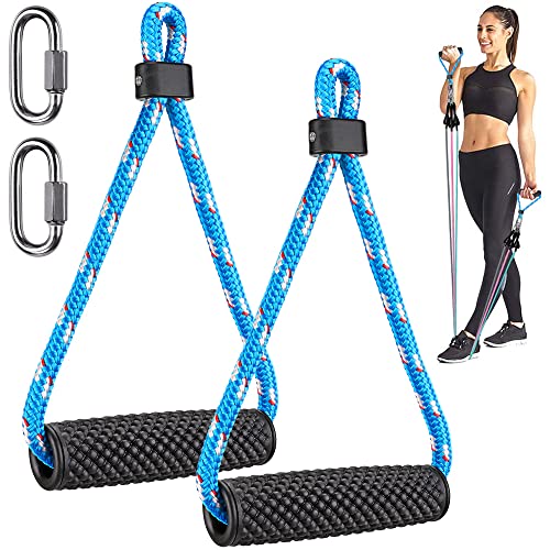 SELEWARE Solid Exercise Handles for Cable Machine Pulley Resistance Bands, Heavy Duty Pulley Handles with 2 Carabiners, Non-Slip Hand Grip Attachments for Gym Workout Fitness Equipment