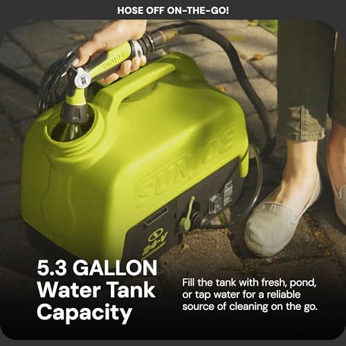 Sun Joe Cordless Electric Pressure Power Washer w/ 2.0Ah Battery, Charger & Adjustable Nozzle, 1.5 GPM, 90W Motor - Heavy-Duty Cleaning Machine for Patios, Decks, Sidewalks & Cars, IONMAX WA24C-LTE - Thumbnail 4