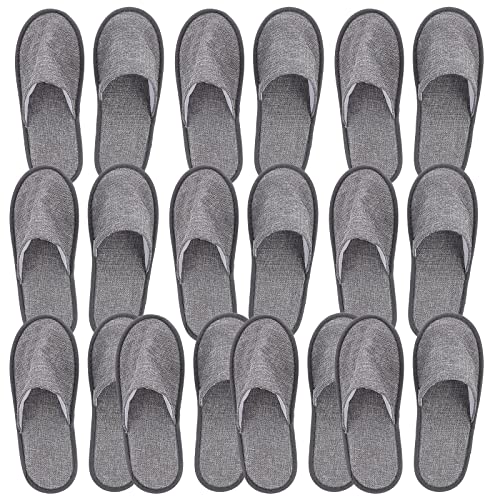 LAKIOMZ 20 Unids Deslizables Desechables Zapatillas Spa Zapatillas de Algodón Cerrar Toe Slipper Reutilizable Home Shoes para Viajes Home Hotel (Gris) Cover
