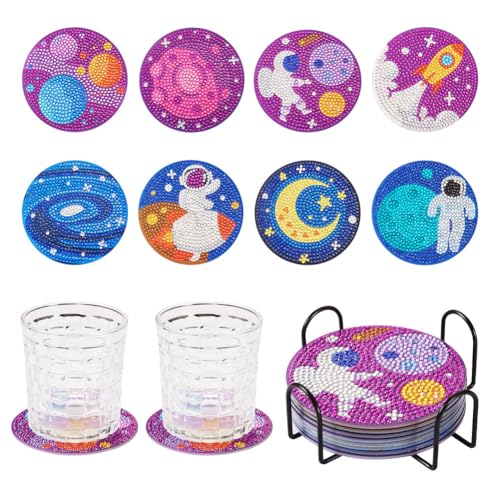 Sous-verres de peinture diamant espace x8 pour adultes et débutants