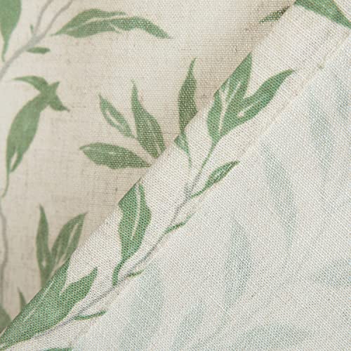 Image of VOGOL Short Sliding Door Curtain, Green Leaves Pattern Linen Textured Door Panels, View Reducing Rod Pocket Drapery for Doorways, 25 x 40 Inches, 1 Pack