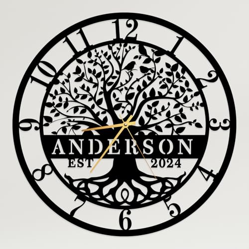 Reloj de pared metálico personalizado árbol de la vida 12" miniatura 1